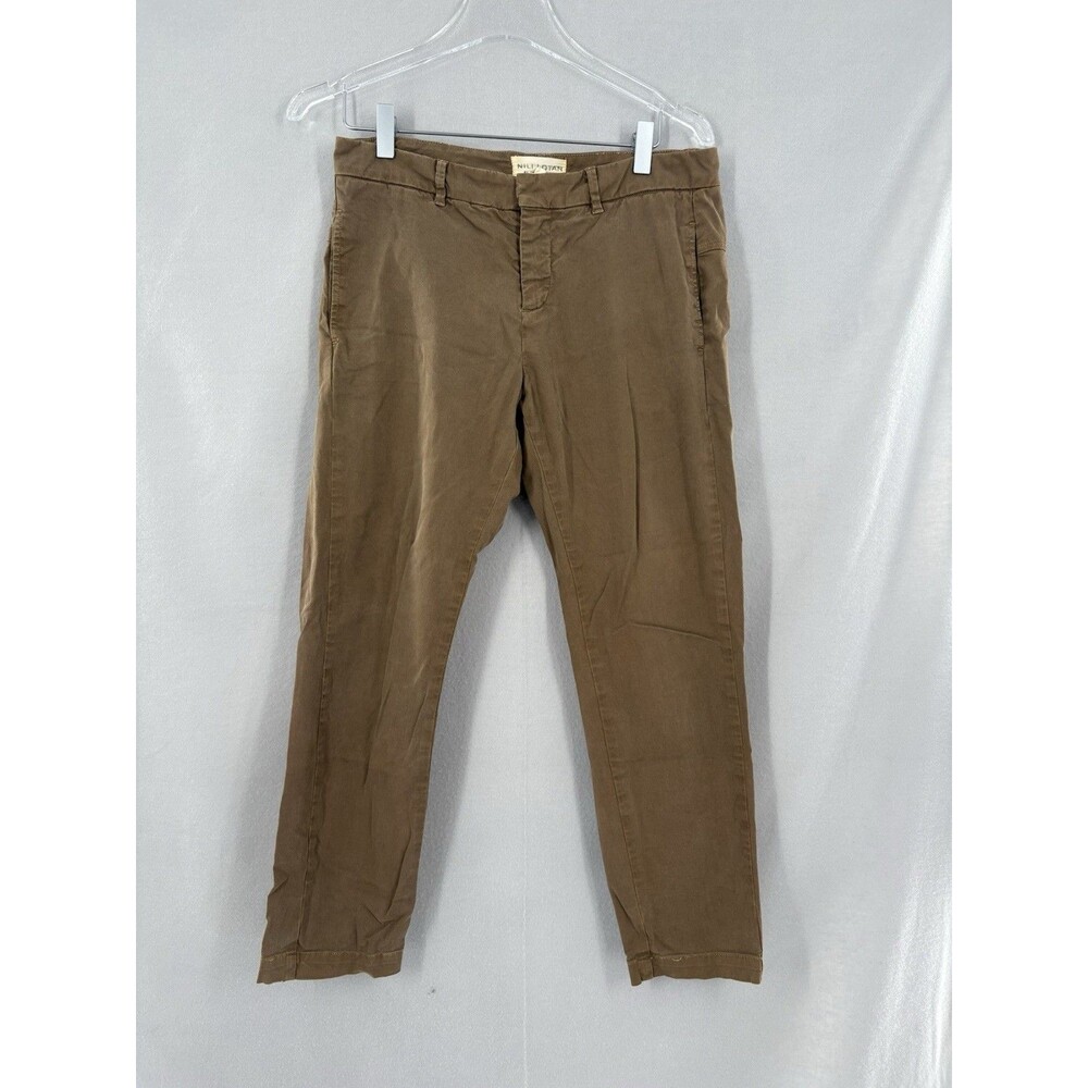 Nili Lotan Pants Women’s Sz 0 Mid Rise Chino Cotton Stretch Olive Brown